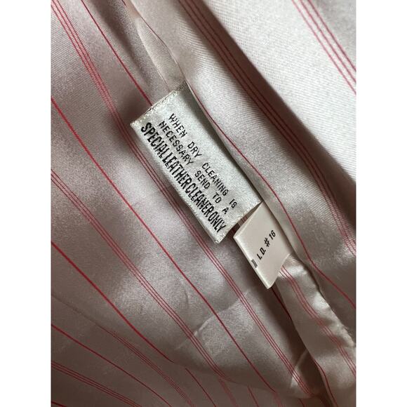 G-III Medium Red Leather Oversized 80s Shoulder Pad Button Closure Long Jacket - Picture 3 of 11